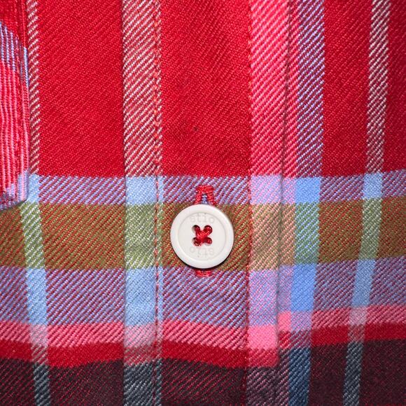 Stio Shirt Women Small Red Multi Plaid Organic Cotton Flannel Long Sleeve - Picture 5 of 11